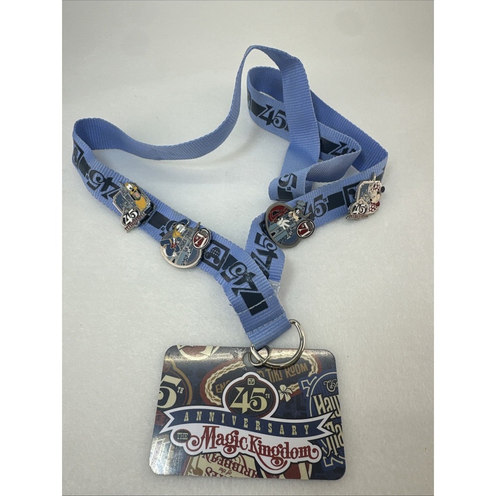 Magic Kingdom 45th Anniversary Disney Parks Lanyard With Collectible Pins
